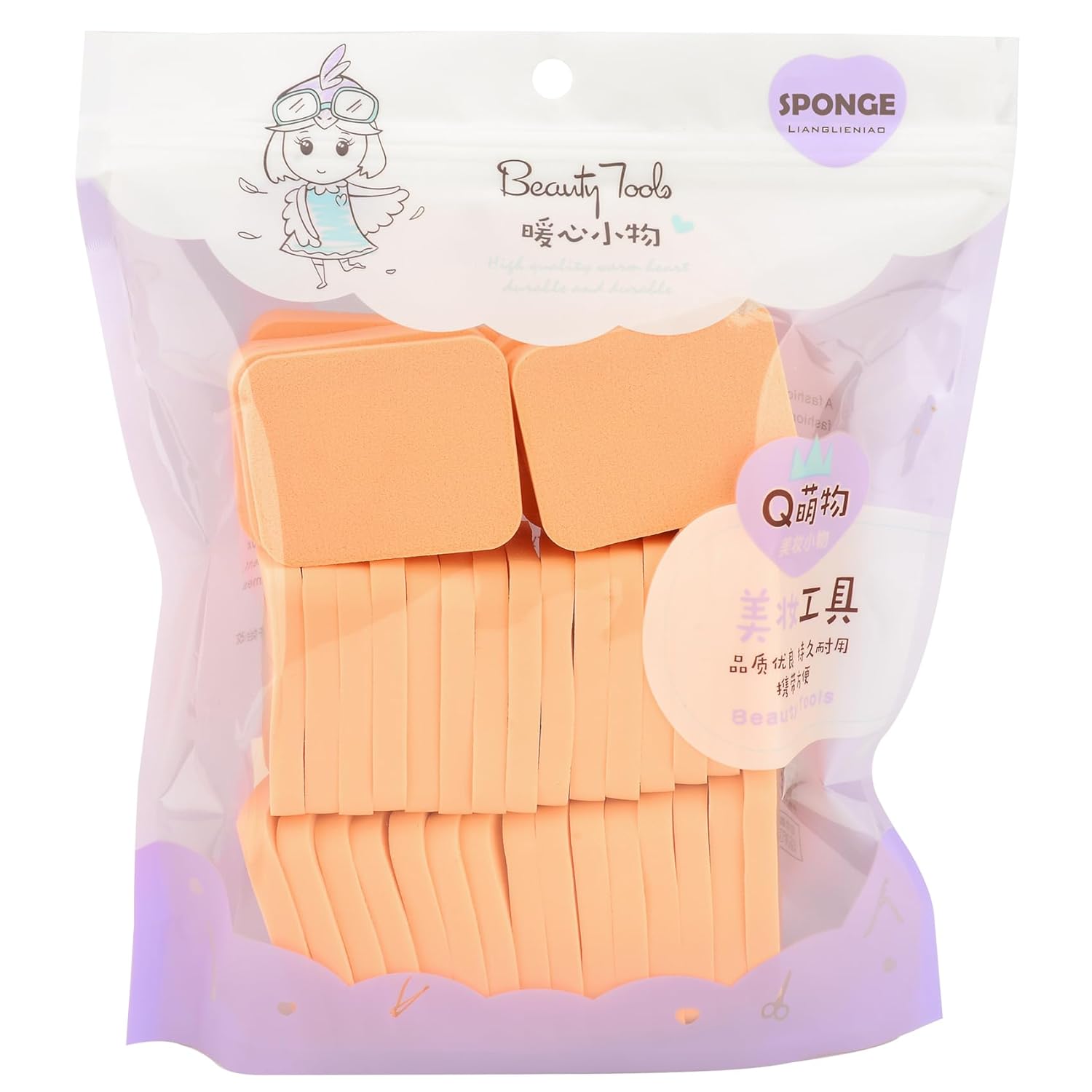 40 PCS Makeup Blenders Sponges Set, Use for Dry and Wet, Perfect for Full Face Curve Blending, Cream, Liquid, Powder Foundation Cosmetics, Latex Free & Soft & Flexible, Square-Velvo Beauty
