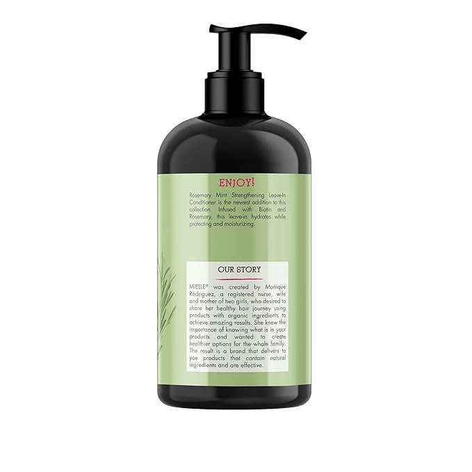 Mielle Organics Rosemary Mint Strengthening Leave In Conditioner for Curly Hair - Hydrating Hair Moisturizer Infused with Biotin to Soften, Protect & Boost Shine (12 Oz)-Velvo Beauty