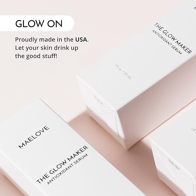 MAELOVE Glow Maker Vitamin C Serum with Vitamin E, Ferulic Acid & Hyaluronic Acid, Award-Winning Brightening and Hydrating Facial Serum, Unscented, 1.0 fl oz-Velvo Beauty