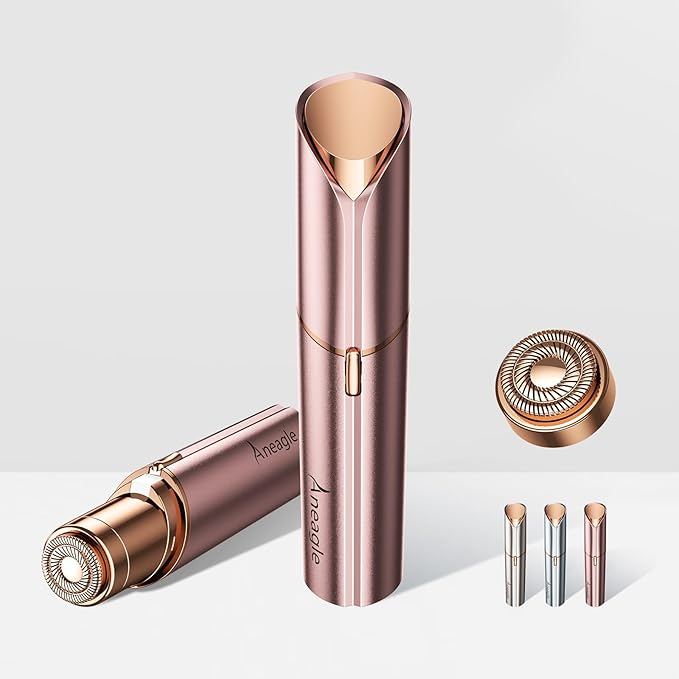 Facial Hair Remover for Women,Painless Hair Shaver Rechargeable with LED Light, Flawless Lady Face Electric Razor,The Great Female Mustache Removal (Rose Pink (with 1 Replacement Heads))-Velvo Beauty