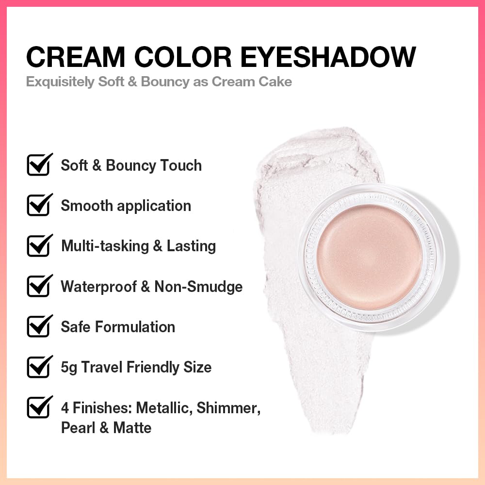 Cream Glitter Purity Shimmer Metallic Eyeshadow Palette Makeup, Natural Single Mini Instant Holographic Eyeshadow For Women, Sombras Crema Para Ojos, Talc, Paraben & Cruelty Free, P06-Velvo Beauty