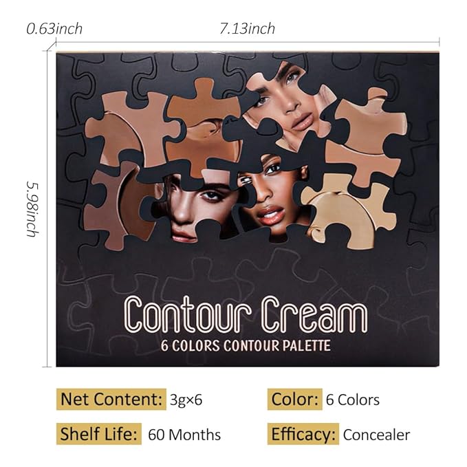 Professional Medium to DeepColor Correcting Cream Contour Concealer Highlight Palette, Dark Brown Gold Champange Full Coverage Makeup Palet for Correct Dark Circles,Scar, etc,Waterproof-6B-Velvo Beauty