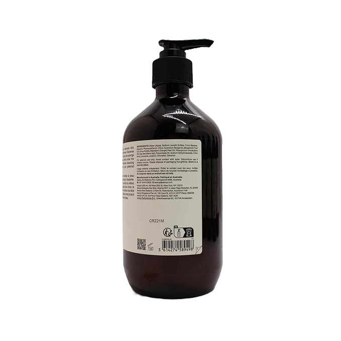 Aesop Geranium Leaf Body Cleanser | Non-drying Gentle Cleanser | Geranium Leaf, Mandarin Rind, Bergamot Rind | 16.9 oz / 500mL (Pack of 3)-Velvo Beauty