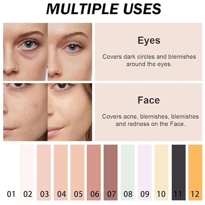 Kaely Color Correcting Concealer,Cream Pot Concealer Full Coverage,under Eye Concealer Palette for Conceals Dark Circles,Waterproof Foundation Face Makeup,10 Yellow-Velvo Beauty