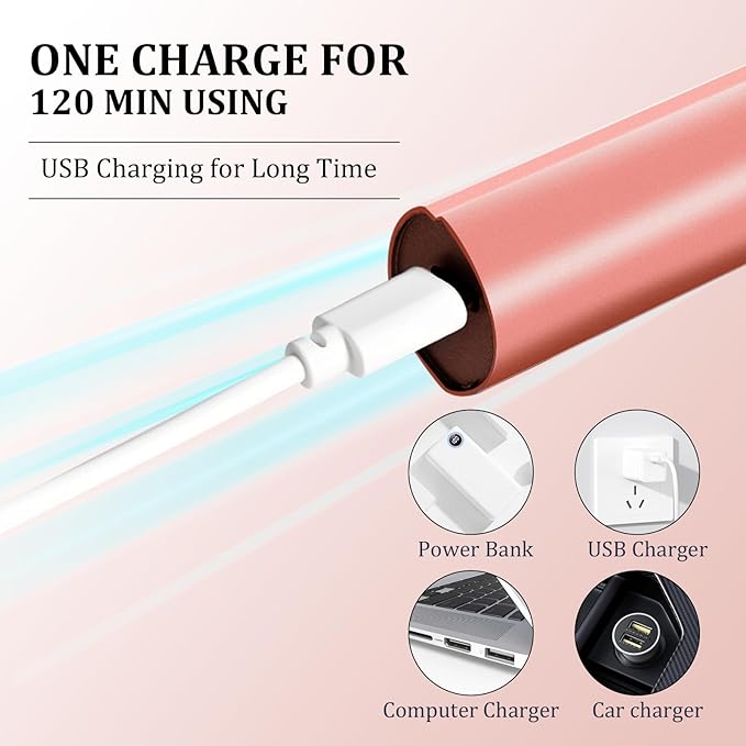 Facial Hair Removal for Women, Portable Painless Hair Remover Device, Rechargeable, with 2 Replacement Heads, for Face, Upper Lip and Chin (Rose god)-Velvo Beauty