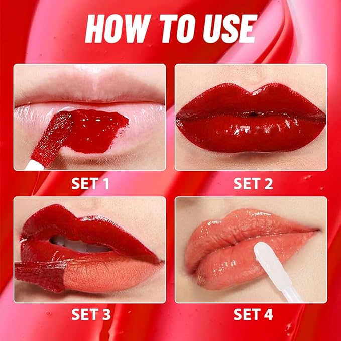 2Pcs Lip Stain Peel Off Lip Gloss oil Dual-Ended Combo, Lips Liner Stain Peel Off Masque, Long Lasting & Waterproof, Transfer-Proof Lip Tint Stain with Lip oil for All Skin Type 01#+04#-Velvo Beauty