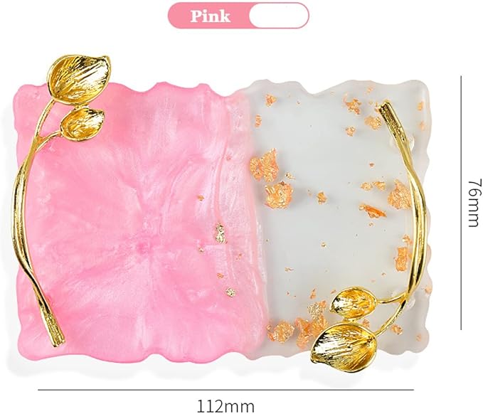 2023 Retro Nail Art Palette, Nail Painting Mixed Color Palette with Leaves Handle, Nail Holder Gel Color Makeup Display Board Pallet (Pink)-Velvo Beauty