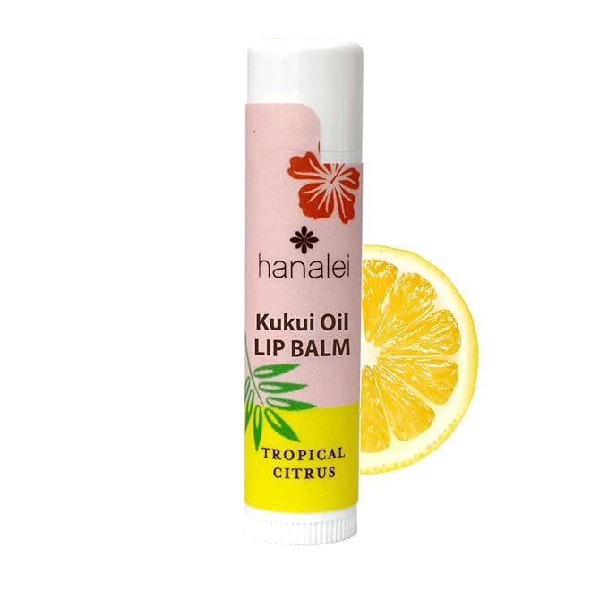 Hanalei Lip Balm and Moisturizer - Natural Kukui Oil and Beeswax Lip Moisturizer to Hydrate and Replenish Dry, Chapped Lips - Made in USA - Tropical Citrus-Velvo Beauty