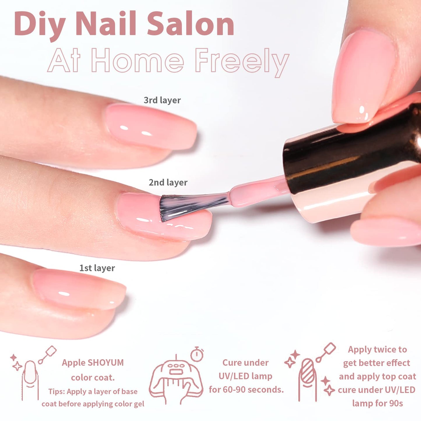 Jelly Pink Gel Nail Polish Set, 10 Colors Spring Summer Nude Kit Milky White Natural Gel, Soak Off LED DIY Art Salon Manicure Gifts for Girls.-Velvo Beauty