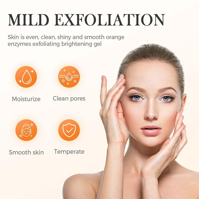 2025 New Orange Exfoliating Gel for Face and Body, Oranges Enzymes Exfoliating Gels Remove Blackheads Moisturize Skin, Upgrade Exfoliatings Cleansing Gel Scrub Clean Pores (Orange, One Size)-Velvo Beauty