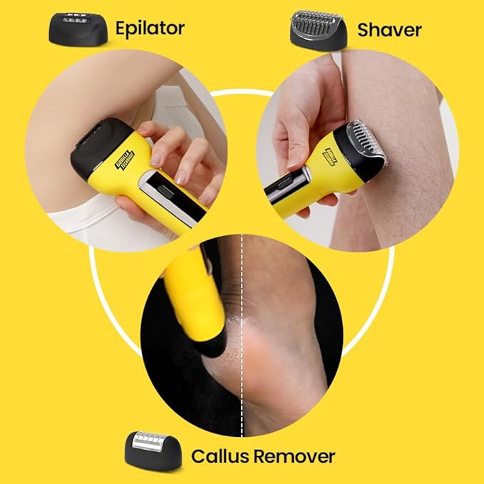 Gorilla Technique 3-in-1 Epilator 2000V, Facial & Body Hair Removal Device, Pain Relief Roller, Cordless Rechargeable Electric Tweezers & Shaver & Callus Remover, Women & Men, Korean Skin Care - 2000V-Velvo Beauty