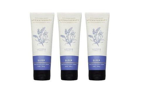 Bath & Body Works Aromatherapy Sleep Lavender + Vanilla Body Cream with Natural Essential Oils, 8 oz each - 3 Pack-Velvo Beauty