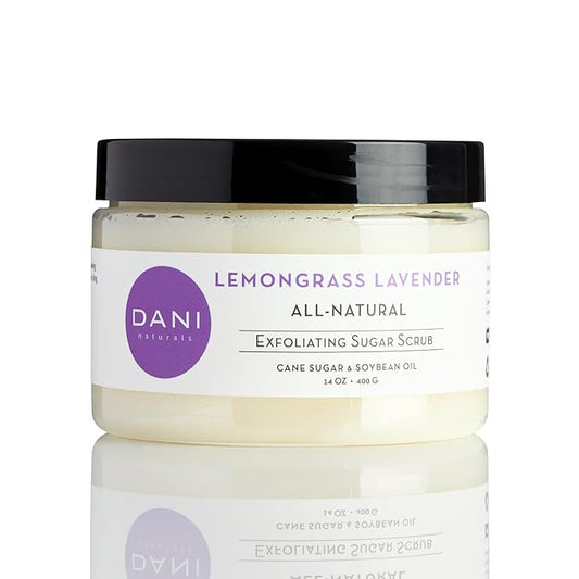 Naturals Sugar Scrub - Exfoliating Lemongrass Lavender with organic cane sugar and shea butter gently exfoliates and hydrates, leaving skin smooth and refreshed. 14 oz-Velvo Beauty