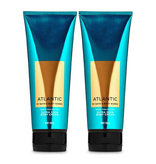 Bath and Body Works Atlantic 2 Pack Men's Collection Ultra Shea Body Cream 8 Oz (Atlantic)-Velvo Beauty