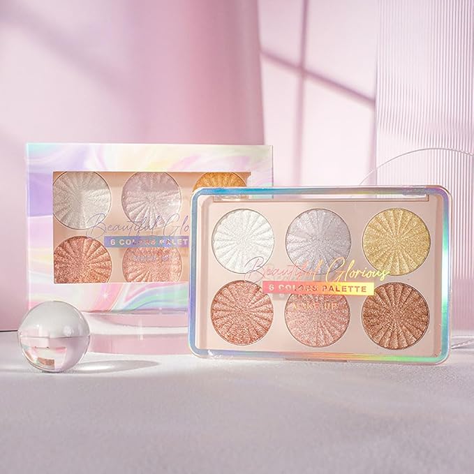 6 Colors Face Highlighter Makeup Palette iluminadores de maquillaje profesional luminizers Cheek Diamond Shimmer Stick Glitter Bronzer and Highlighter Palette makeup illuminators highlighters for face-Velvo Beauty