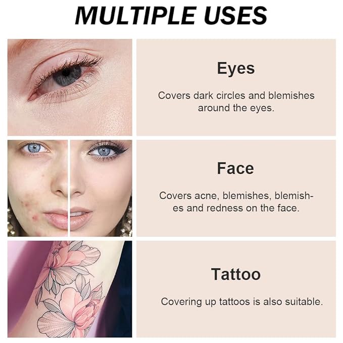 Pot Concealer with Makeup Brush Set,Tattoo Color Correcting Concealer,Full Face Color Correcting Conceal Foundation,Under Eye Concealer Brightener Dark Eye Ring corrector de ojeras (04-LIGHT)-Velvo Beauty