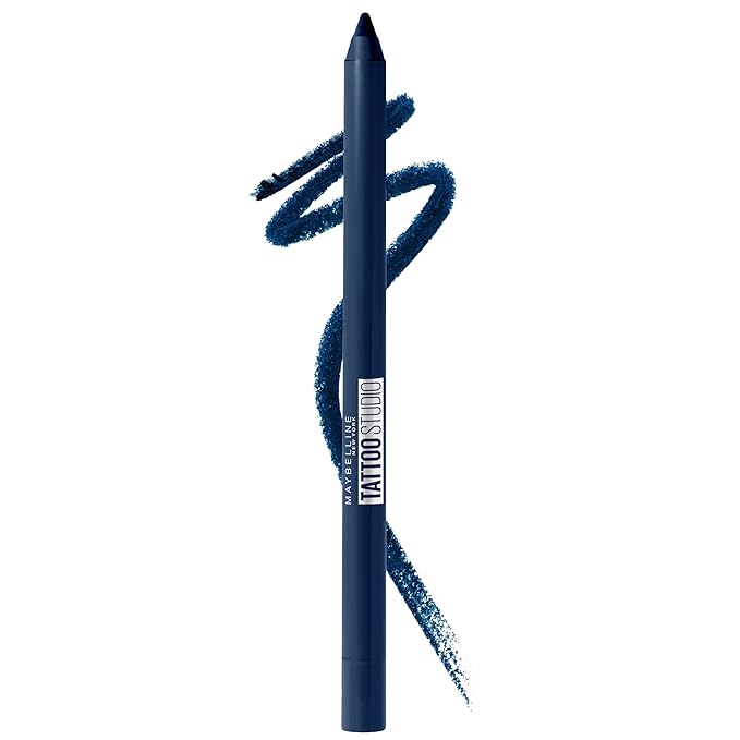 Maybelline TattooStudio Long-Lasting Sharpenable Eyeliner Pencil, Glide on Smooth Gel Pigments with 36 Hour Wear, Waterproof, Striking Navy, 1 Count-Velvo Beauty