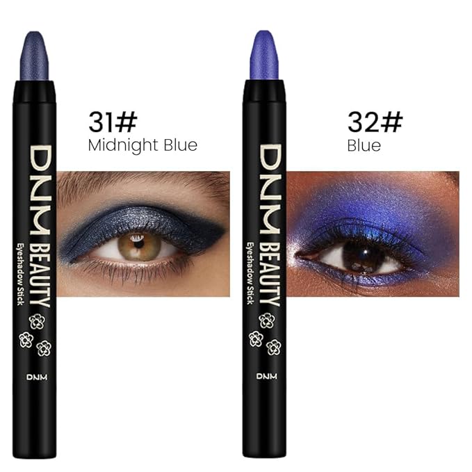 evpct 2Pcs Cream Eyeshadow Sticks Set for Eyes Waterproof, Midnight Blue Shimmer & Blue Shimmer Matte Eye shadow Stick Pencil Pen Bulk sombras en crema para ojos 31+32-Velvo Beauty