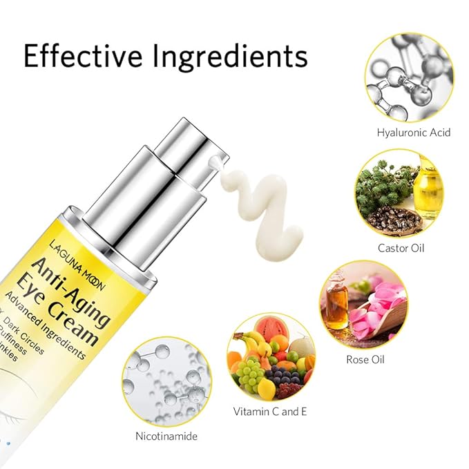 Lagunamoon Advanced Repair Eye Cream - Anti-Aging, Natural, Under Eye Cream - Hyaluronic Acid for Dark Circles, Puffiness, Fine Lines, Wrinkles - for All Skin Types (30mL / 1 Fl Oz)-Velvo Beauty