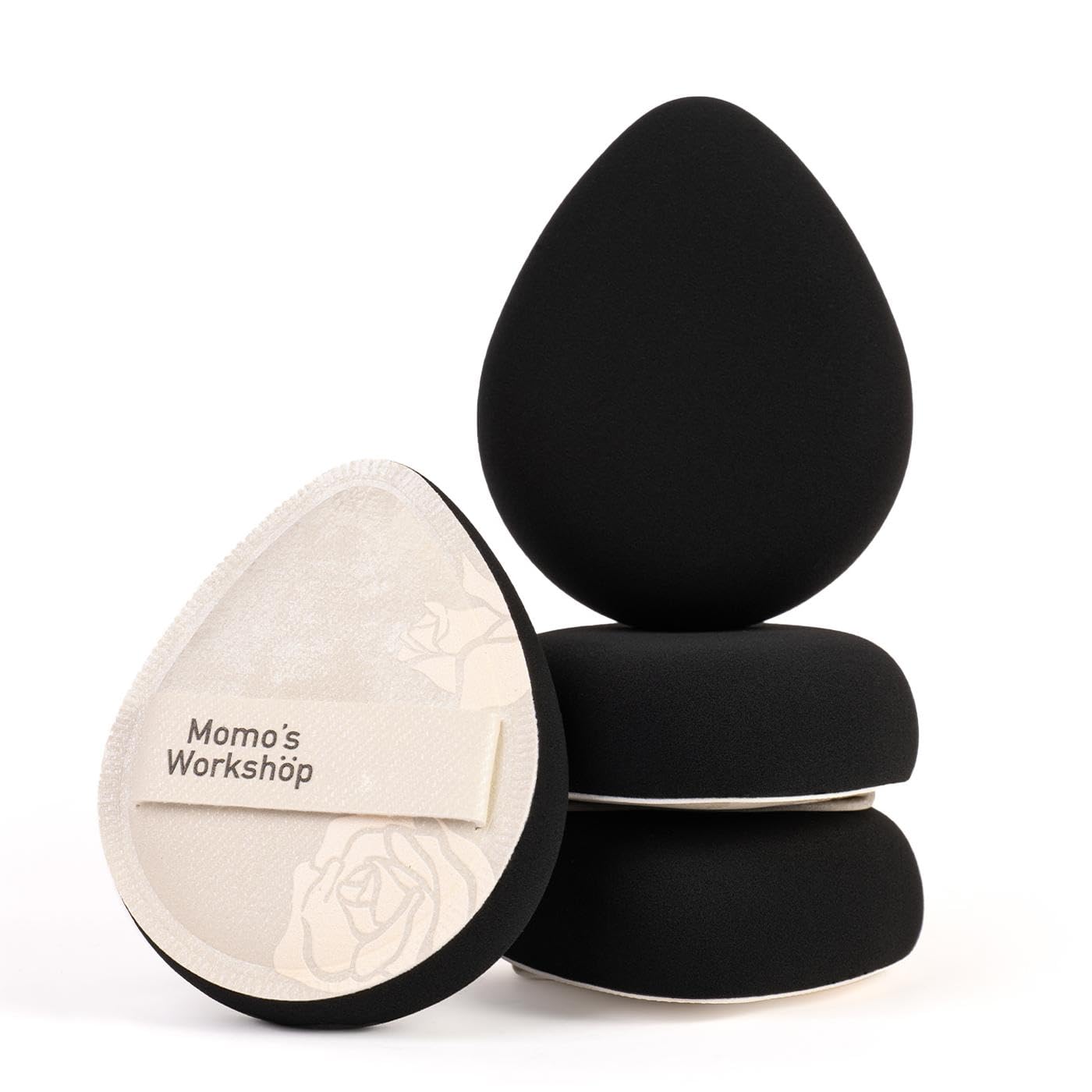 Satin White Egg Makeup Sponge,Firm Bounce Rubycell,Cushion Sponge with Wide PU Leather for Quick-Dry/Full Coverage Foundations, Cosmetic Puff,2pcs Beauty Puffs&Storage Case-Velvo Beauty