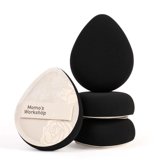 Satin White Egg Makeup Sponge,Firm Bounce Rubycell,Cushion Sponge with Wide PU Leather for Quick-Dry/Full Coverage Foundations, Cosmetic Puff,2pcs Beauty Puffs&Storage Case-Velvo Beauty
