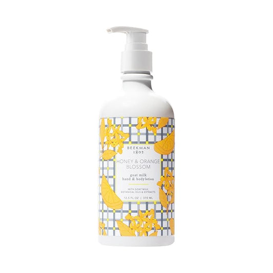 Beekman 1802 Goat Milk Body Lotion, Honey & Orange Blossom - Scented - 12.5 oz - Moisturizing with Shea Butter - for Sensitive Skin - Cruelty Free - Packaging May Vary - Pump Included, Ready for Use-Velvo Beauty