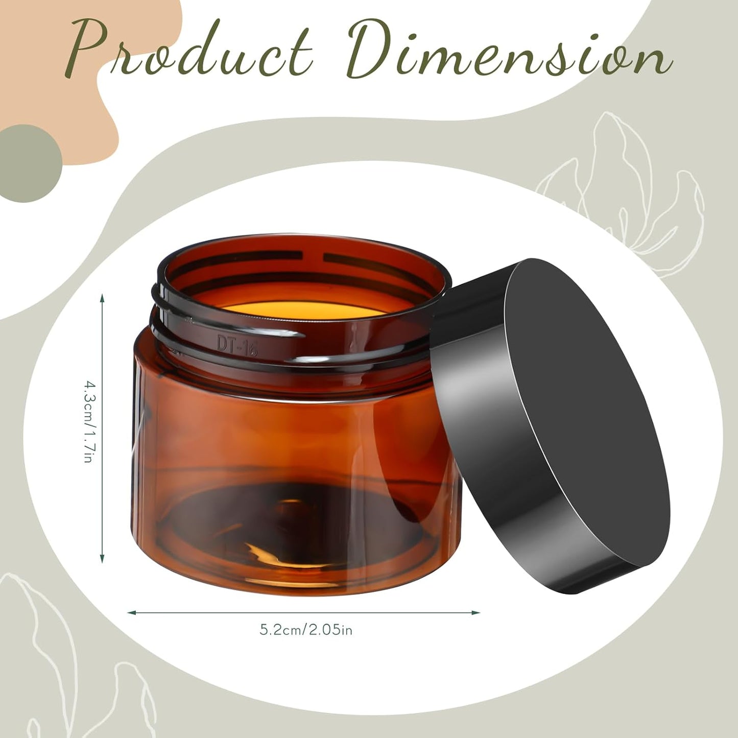 200 Pcs 2 oz Amber Plastic Cosmetic Container Jars with Lid Round Plastic Clear Jars Small Travel Containers for Storage Makeup Creams Lotion Ointments-Velvo Beauty