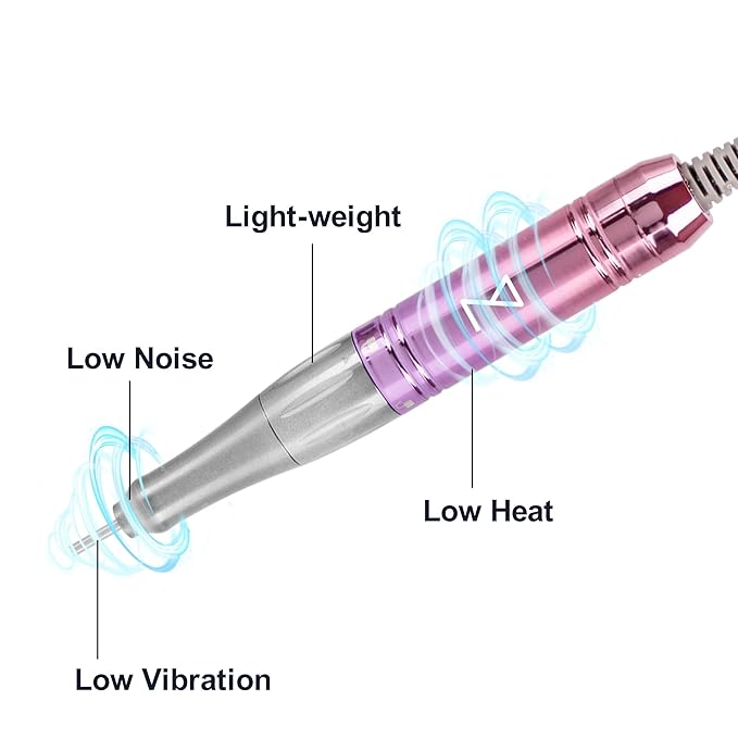 M Mase- Professional Nail Drill Machine - Coreless 2-in-1 Nail File - Electric, Cordless, 35000 RPM, HD Display - Electric Nail Drill for Professional & Home Use (Pink Gold)-Velvo Beauty