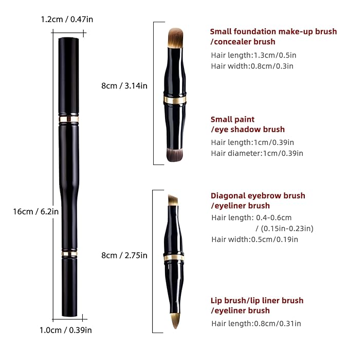 Unaone 4 in 1 Makeup Brush - Travel Lip Brush Eyebrow Brush Eyeshadow Brush Concealer Brush, Portable Multi-function Makeup Brushes-Velvo Beauty