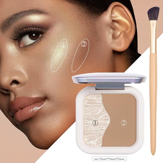 ELLESY Highlighter Makeup Palette Shimmer Face Bronzer and Highlighter Contouring Palette Makeup Kit Sculpting Contour Powder Palette with brush-C02-Velvo Beauty