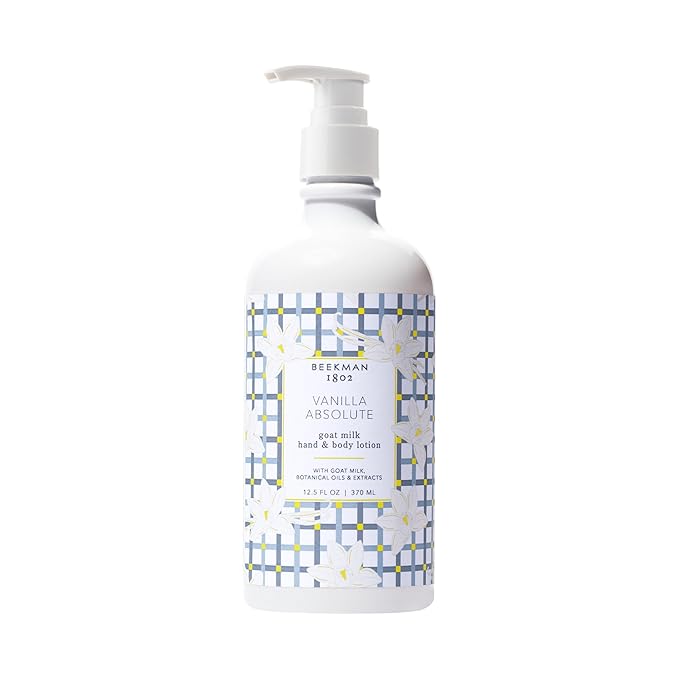 Beekman 1802 Goat Milk Body Lotion, Vanilla Absolute - Scented - 12.5 oz - Deeply Moisturizing With Shea Butter & Jojoba Seed Oil - For Sensitive Skin - Ready for Use, Pump Inserted - Cruelty Free-Velvo Beauty
