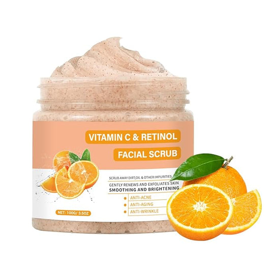 Vitamin C Face Scrub, Exfoliating Facial Wash with Retinol, Facial Scrub,Facial Exfoliating Scrub, Facial Scrubs for Women,Deep Cleansing Face Wash Cleanser for Women Men-Velvo Beauty