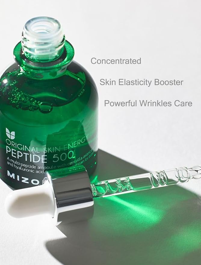 MIZON Peptide 500 Ampoule Peptides Adenosine Hyaluronic Acid Centella Asiatica Skin Elasticity Moisturizing Collagen Booster Korean Serum (1.01 fl. oz)-Velvo Beauty
