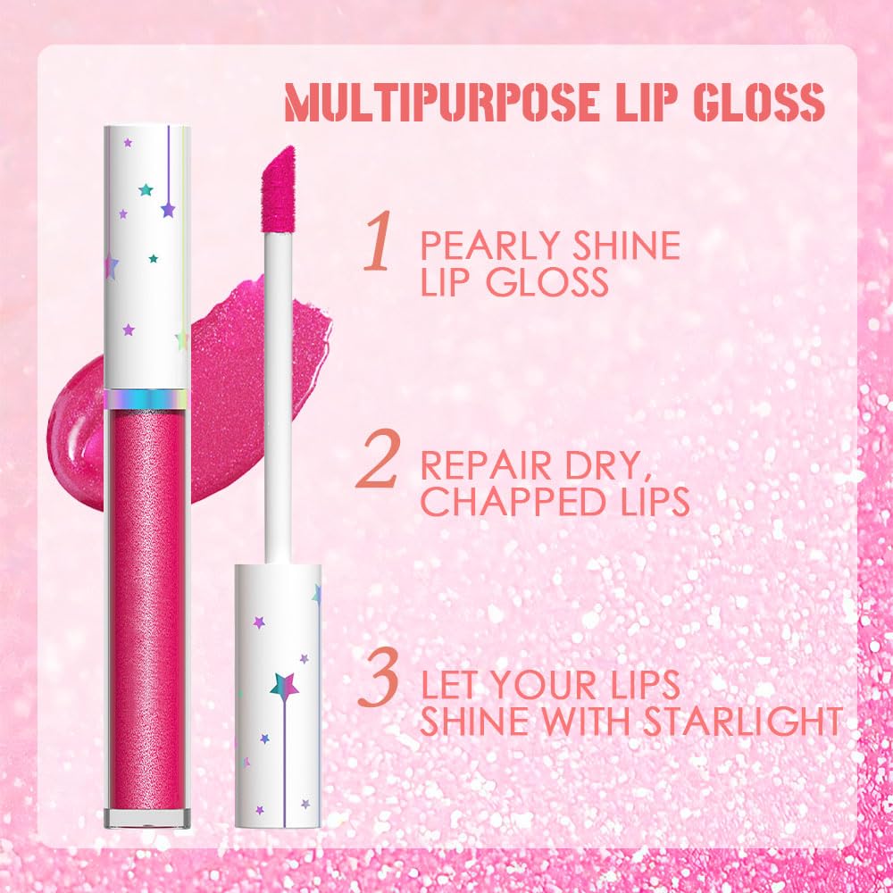 evpct 6Pcs Rose Pink Dark Wine Mauve Sexy Red Black Lilac Metallic Shimmer Glitter Lip Gloss Liquid Lipstick Set for Women Long Lasting Waterproof 24, Pearlescent Sparkly Glossy Lipsticks Lip Makeup-Velvo Beauty