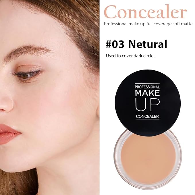 7 Color Solid Concealer Full Coverage Correcting Cream Concealer Waterproof Long-lasting Under Eye Concealer for Dark Circles Color Corrector Pro Concealer (Color 03)-Velvo Beauty