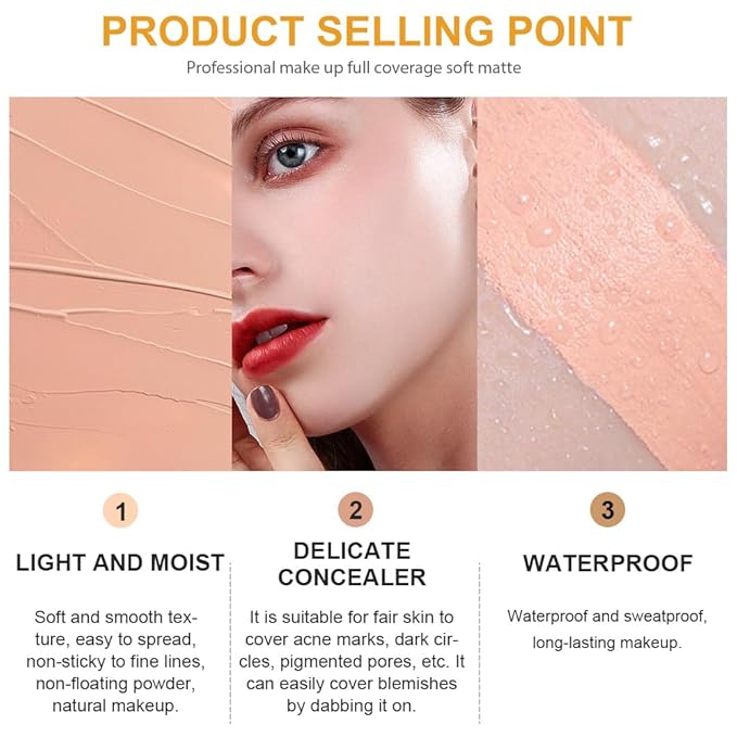 Kaely Pot Concealer Full Coverage Set,under Eye Brightener Concealer for Conceals Dark Circles,Waterproof Foundation Face Makeup Brush Kit,Color Correcting Concealer,Eye Ring corrector de ojeras 03-Velvo Beauty