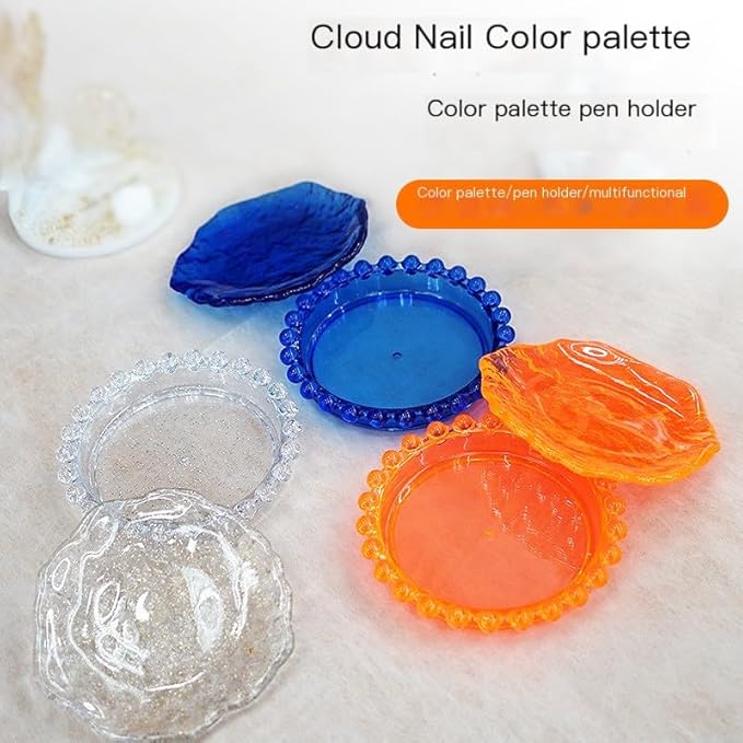 Nail Art Palette Nail Mixing Palette Polish Color Mixing Plate Pearl Edge Nail Holder Display Board Cloud Shape for Nail Art Nail Tip Holder Nail Art Display (Clouds-clear)-Velvo Beauty