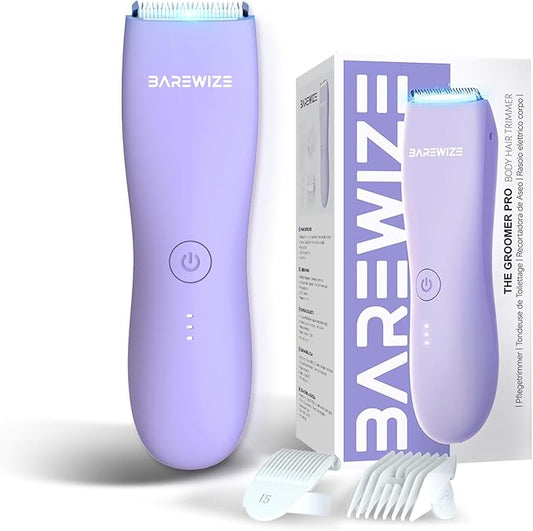 Bikini Trimmer for Women, Pubic Hair Trimmer, Waterproof, USB-C Rechargeable, LED Light, Replaceable Blade, Electric Razors for Women, Electric Lady Shaver (Amethyst Purple)-Velvo Beauty