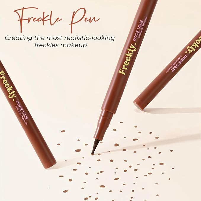 Freckle Pen, Natural Lifelike Fake Freckles Makeup Pen Stamp for Sunkissed Makeup,Magic Faux Freckle Stain Marker Long Lasting Quick Dry - (01LIGHT+02MEDIUM)-Velvo Beauty