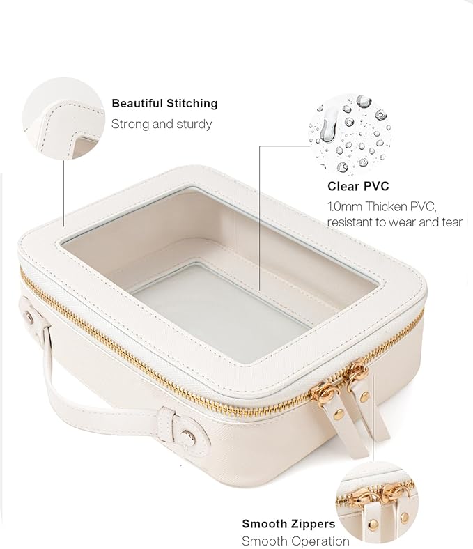 Clear Makeup Bag Small, TSA Approved Portable Toiletry Bag with Zipper Cosmetic Travel Bag Makeup Organizer Case Mini Makeup Pouch for Purse Car Organizer Bag for Women Men-Velvo Beauty