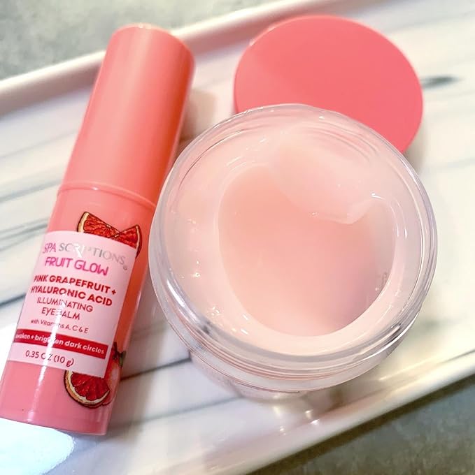 SpaScriptions Fruit Glow- Pink Grapefruit + Hyaluronic Acid Illuminating Eye Balm With Vitamins A, C & E 0.35 Oz-Velvo Beauty
