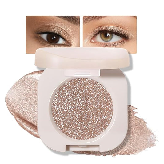 Glitter Shimmer Sparkle Eyeshadow Palette Makeup for Green Blue Eyes, Glitter Nude Shimmer Metallic Holographic Multichrome Cream Iridescent Single Monochrome Eye Shadow Makeup, 10-Velvo Beauty