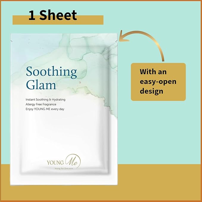 YoungMe Soothing Glam Facial Sheet Mask - 1 Sheets Face Masks | Korean Face Mask Skincare - Deep Real Masks for Sensitive Skin or All Skin Types-Velvo Beauty