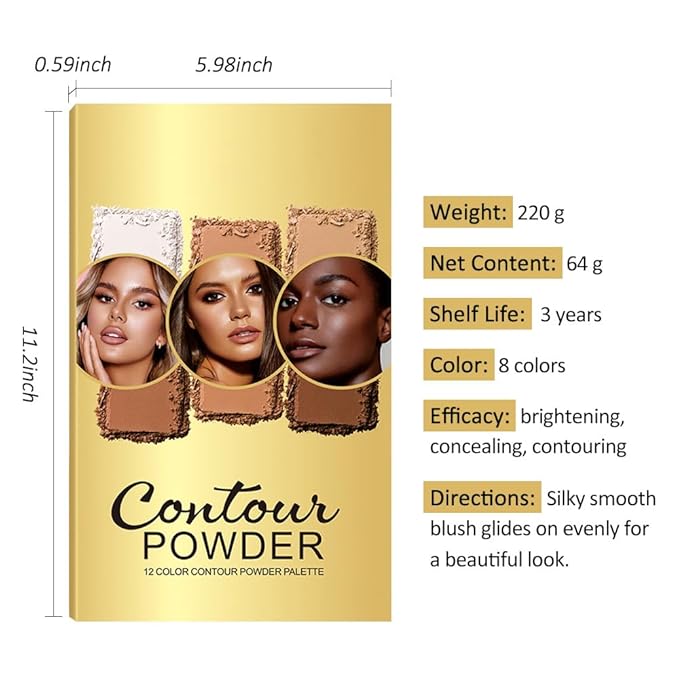 Professional Light Medium Brown Contour Highlight Palette,Multiple Full Coverage Makeup Palet for Correcting, Easy Blending, Long-lasting formula, Sculpt & Highlighting,Matte and Shimmer Finish-12A-Velvo Beauty