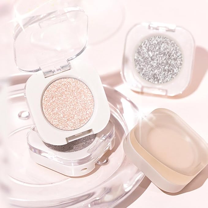 Monochrome Glitter Eyeshadow - Light Brown Shimmer Eye Shadow, Talc-Free, Paraben-Free, Cruelty-Free, Long-Lasting Single Eyeshadow Palette for Everyday & Special Occasions 11#-Velvo Beauty