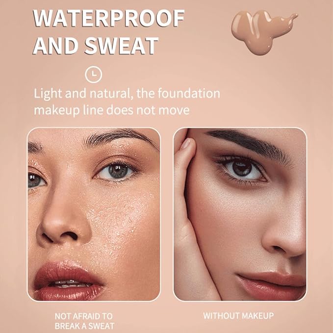 Matte Cream Oil Free Concealer Foundation Pack with Foundation Brush,Base Facial Matte Full Coverage Liquid Tattoo Concealer Hide Foundation Primer Make-up Kit.1.67 Fl.Oz (08#)-Velvo Beauty