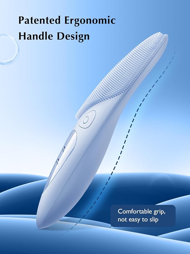 COSLUS Facial Cleansing Brush Silicone Face Scrubber: IPX7 Waterproof Rechargeable Face Wash Brush, 4 Cleansing Modes, Electric Face Brush for Cleaning, Exfoliating, Massaging-Velvo Beauty