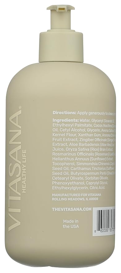 Vitasana Hydrating Hand & Body Lotion, 16 oz – Fragrance‑Free, 99% Plant‑Derived with 2% Colloidal Oatmeal, EWG Verified, Hypoallergenic, Paraben‑Free, Sulfate‑Free, Cruelty‑Free-Velvo Beauty