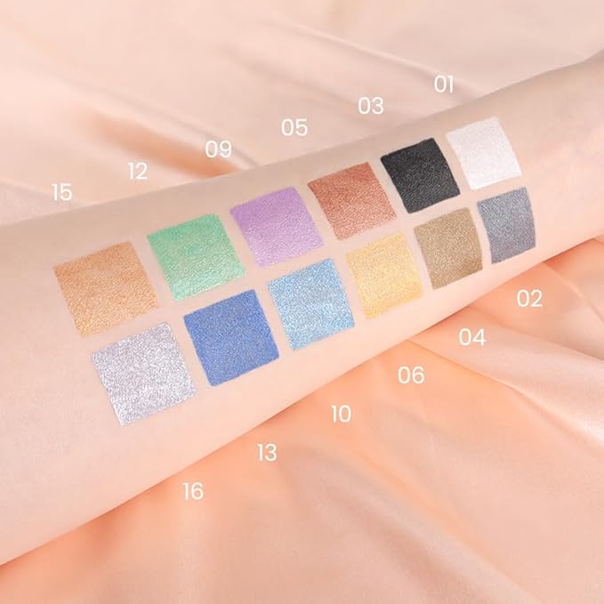evpct 12Pcs Capsule Cream Eye Shadow Brightener Sticks Set for Eyes, Pearl White Smokey Black Gray Khaki Royal Blue Violet Purple Silver Shimmer Matte Pencil Eye shadow Applicator Stick Palette Makeup-Velvo Beauty