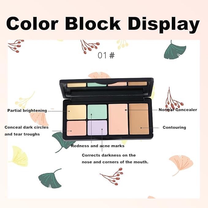6 Colors Correcting Concealer Palette, 6 In 1 Contour Palette with 2 Packs Brush, Makeup Palette Contouring Foundation Color Corrector Palette, Color Corrector for Dark Circles, Blemish, Acne-Velvo Beauty